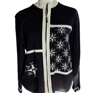 Black and White Women's Cardigan Sweater